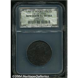 1797[1C] Reverse of 1796, Gripped Edge--Double Struck, Second Strike Off Center--AG Details, Corrode