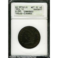 1814[1C] Plain 4--AU Details, Corroded, Tooled, Cleaned--ANACS. Net EF40.
