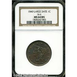 1840[1C] Large Date MS64 Brown NGC.
