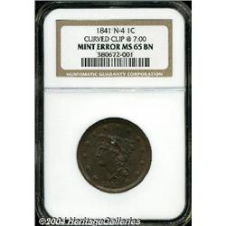 1841[1C]--Curved Clip at 7:00--MS65 Brown NGC.