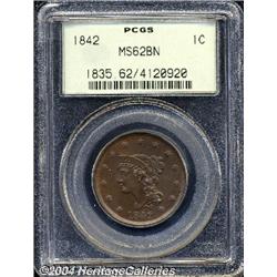 1842[1C] Large Date MS62 Brown PCGS.