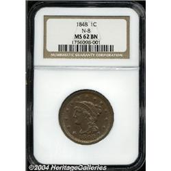 1848[1C] MS62 Brown NGC.