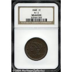1848[1C] MS64 Brown NGC.