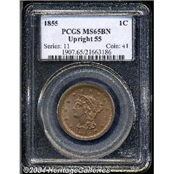 1855[1C] Upright 5s MS65 Brown PCGS.