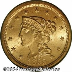 1855[1C] Upright 5s MS65 Red NGC.