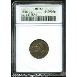 1858[1C] Large Letters MS62 ANACS.