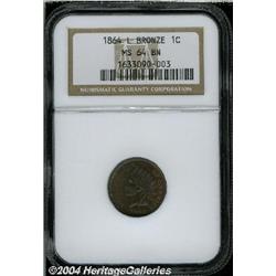 1864[1C] L On Ribbon MS64 Brown NGC.