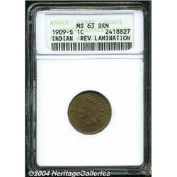 1909-S[1C] Indian Cent--Reverse Lamination--MS63 Brown ANACS.