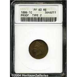1886[1C] Type Two PR63 Red and Brown ANACS.