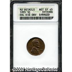 1955/55[1C] Doubled Die--Damaged--ANACS. AU Details, Net XF45.