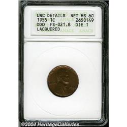 1955/55[1C] Doubled Die--Lacquered--ANACS. Unc Details, Net MS60.