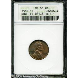 1955/55[1C] Doubled Die MS62 Red and Brown ANACS.