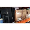 Image 1 : BLACK LUGGAGE AND BOX OF KITCHEN ITEMS