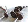 Image 2 : LOT OF DUMBELLS AND WEIGHTS AND BARS