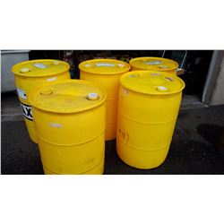 5 YELLOW 45 GALLON BARRELS