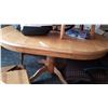 Image 1 : ROUND OAK DINING TABLE WITH EXTENSION, AND VINTAGE WOOD CHAIR