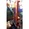 Image 1 : AS NEW ORANGE ELECTRIC PALLET STACKER, WITH CHARGER