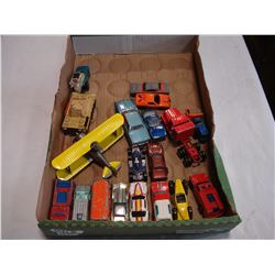 2 TRAYS OF DIE CAST VEHICLES CORGI AND HOT WHEELS AND MORE