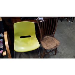 PLASTIC CHAIR AND WOOD CHAIR