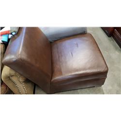 BROWN LEATHER SLIPPER CHAIR