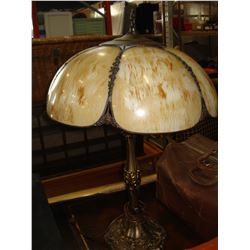 MID CENTURY SLAG GLASS LAMP