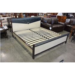 AS NEW KINGSIZE LEATHER PLATFORM BEDFRAME