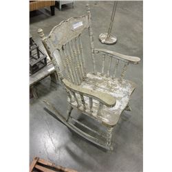 ANTIQUE PAINTED PRESSBACK ROCKING CHAIR