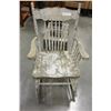Image 2 : ANTIQUE PAINTED PRESSBACK ROCKING CHAIR