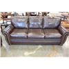 Image 2 : BRAND NEW ASHLEY BROWN STITCHED LEATHER SOFA AND LOVESEAT WITH NAILHEAD ACCENT, RETAIL $5,999