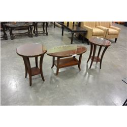 3 PIECE GLASSTOP COFFEE TABLE SET