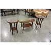 Image 1 : 3 PIECE GLASSTOP COFFEE TABLE SET
