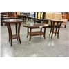 Image 2 : 3 PIECE GLASSTOP COFFEE TABLE SET