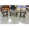 Image 1 : COFFEE TABLE AND 2 END TABLES W/ GLASS INSERTS