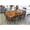 Image 1 : ASHLEY DARK FINISH DINING TABLE WITH 2 EXTENSIONS AND 6 UPHOLSTERED DINING CHAIRS, RETAIL $2699