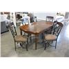 Image 2 : ASHLEY DARK FINISH DINING TABLE WITH 2 EXTENSIONS AND 6 UPHOLSTERED DINING CHAIRS, RETAIL $2699