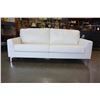 Image 2 : BRAND NEW ASHLEY WHITE LEATHER MODERN SOFA WITH CHROME LEGS, RETAIL $2199