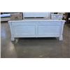 Image 2 : BRAND NEW ASHLEY RUSTIC FARMHOUSE QUEENSIZE PANEL BEDFRAME, 2 NIGHT STANDS WITH POWER/ USB OUTLETS R