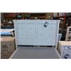 Image 3 : BRAND NEW ASHLEY RUSTIC FARMHOUSE QUEENSIZE PANEL BEDFRAME, 2 NIGHT STANDS WITH POWER/ USB OUTLETS R