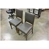 Image 1 : PAIR OF OAK GREY LEATHER WITH STUDS SIDE CHAIRS