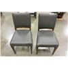 Image 2 : PAIR OF OAK GREY LEATHER WITH STUDS SIDE CHAIRS