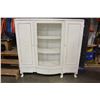Image 1 : PAINTED WHITE BOWED PLEXIGLASS DISPLAY CABINET WITH BALL AND CLAW FEET