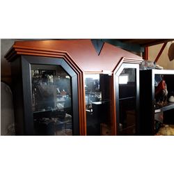 BLACK AND MAPLE GLASS DOOR DISPLAY CABINET