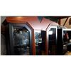 Image 1 : BLACK AND MAPLE GLASS DOOR DISPLAY CABINET
