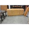 Image 1 : LONG OAK FINISH DRESSER, NIGHT STAND, AND MIRROR BY PALLISAR