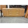 Image 2 : LONG OAK FINISH DRESSER, NIGHT STAND, AND MIRROR BY PALLISAR