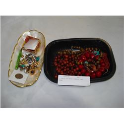 2 TRAYS OF BEAD JEWELRY AND PINS