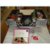 Image 2 : SILVER AND CROME FOLDING BOX/ JEWELERY, AND PINK BOX AND WHITE BOX OF JEWELRY