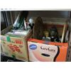 Image 1 : 2 BOXES OF ORNAMENTS, BRASS PLATE, AND LAMP