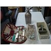 Image 1 : ANTIQUE FOOD CHOPPER, GROOMING KIT, SELTZER BOTTLE, AND JUICER
