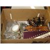 Image 1 : BOX OF GLASSWARE AND SILVER PLATE